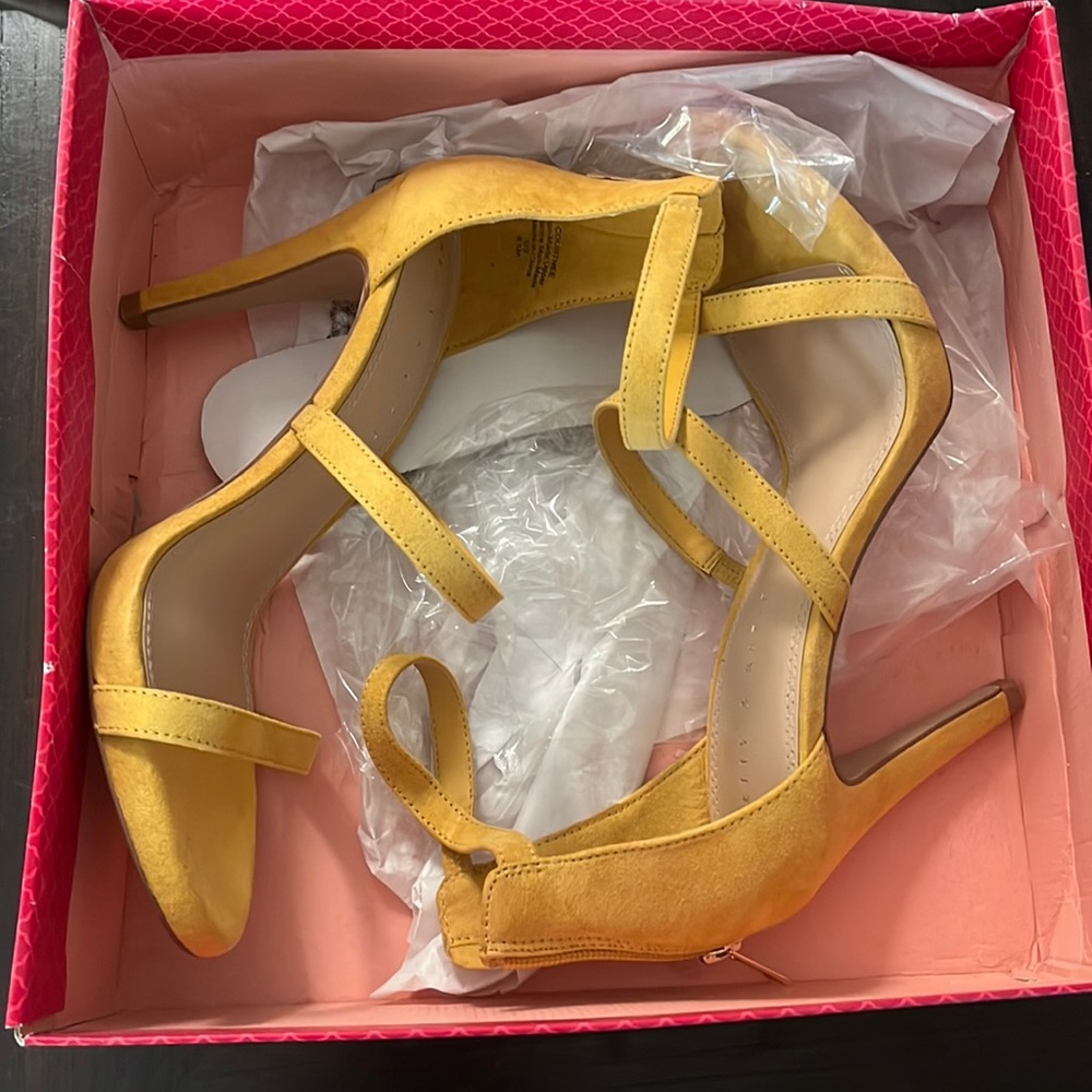 Kelly & Katie Mustard Yellow Strappy High Heel Sandals